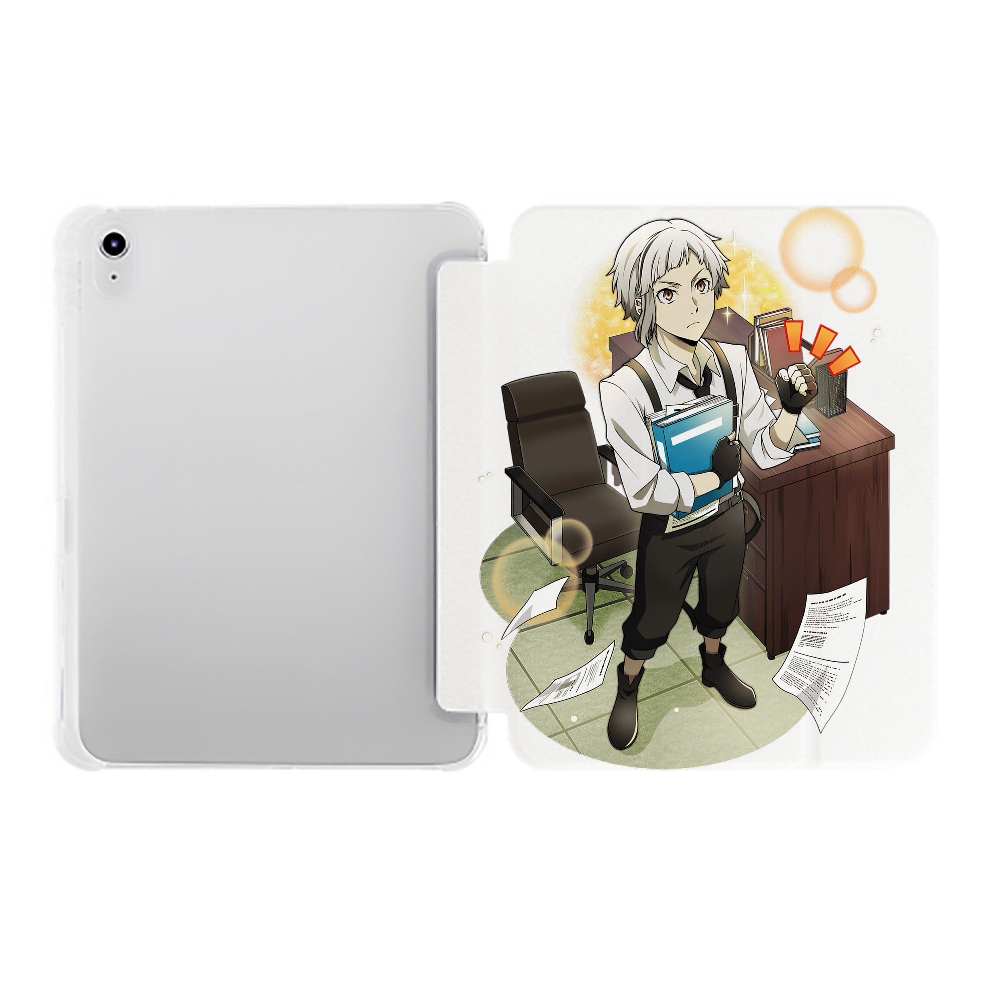 （画像用） 文豪ストレイドッグス Bungo Stray Dogs IPad ケース ペン収納付き 三つ折りスタンド PUレザー×シリコン 対応機種9.5/10.5/10.9インチ